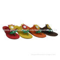 Women's Slippers, Good Upper Design with Flower Ornament, Wedge TPR Thick Outsole, in Various Colors